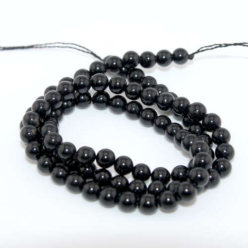 4mm Black Tourmaline - AA Grade Round Beads - 38cm Strand