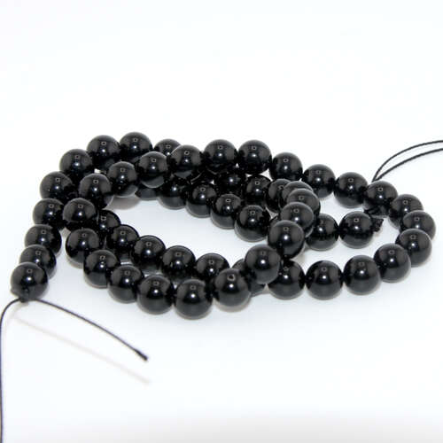6mm Black Tourmaline - AA Grade Round Beads - 38cm Strand