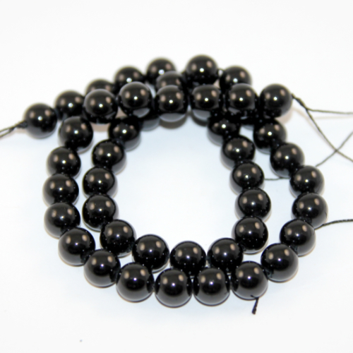 8mm Black Tourmaline - AA Grade Round Beads - 38cm Strand