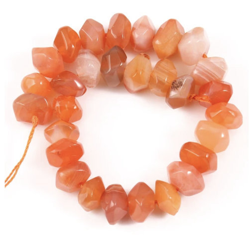 6mm x 11mm Red Botswana Agate Irregular Rondelle Beads - 19cm Strand