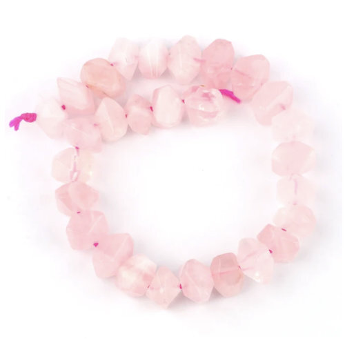 6mm x 11mm Rose Quartz Irregular Rondelle Beads - 19cm Strand