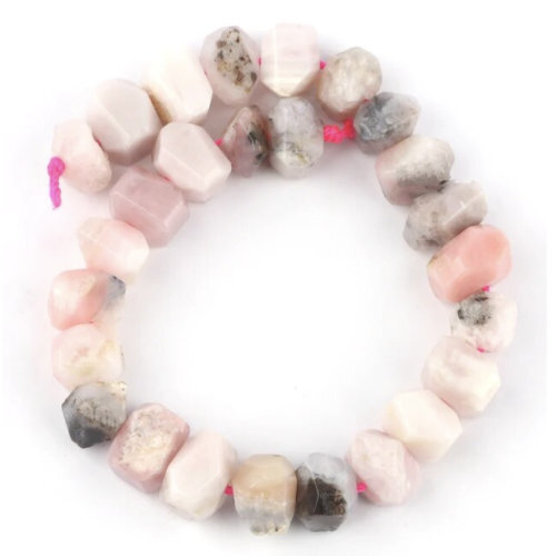 6mm x 11mm Pink Opal Irregular Rondelle Beads - 19cm Strand