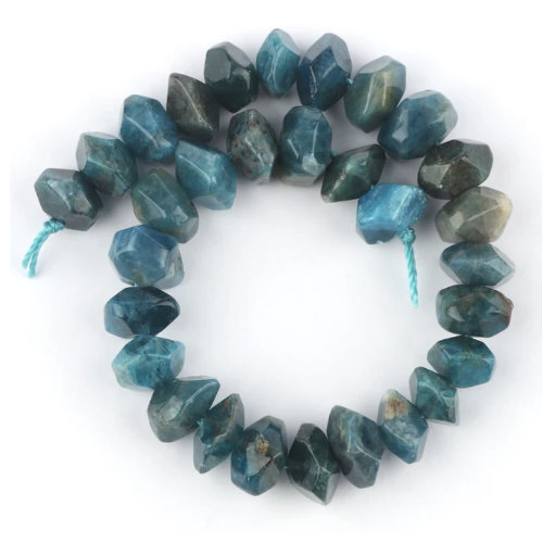 6mm x 11mm Blue Apatite Irregular Rondelle Beads - 19cm Strand
