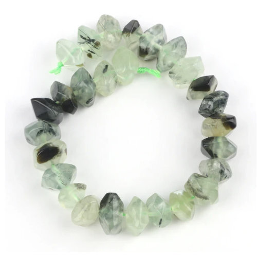 6mm x 11mm Prehnite Irregular Rondelle Beads - 19cm Strand