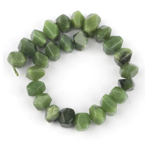 6mm x 11mm Canada Jade Irregular Rondelle Beads - 19cm Strand