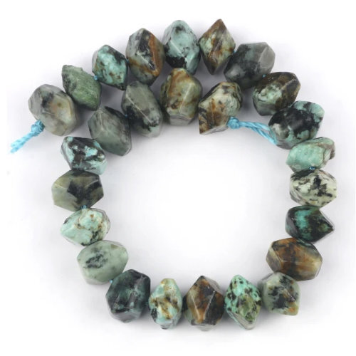 6mm x 11mm African Turquoise Irregular Rondelle Beads - 19cm Strand