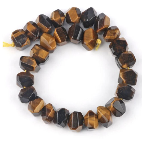 6mm x 11mm Tiger Eye Irregular Rondelle Beads - 19cm Strand