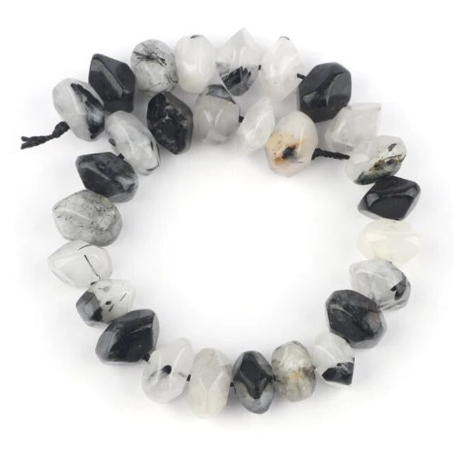 6mm x 11mm Rutilated Quartz Irregular Rondelle Beads - 19cm Strand