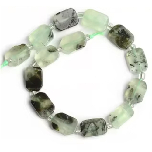 8mm x 12mm Prehnite Rectangle Beads - 19cm Strand