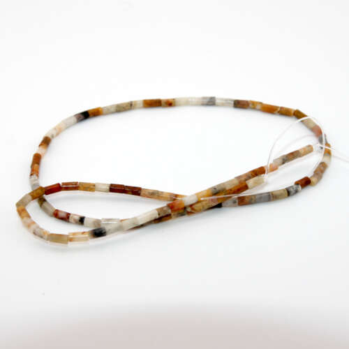 2mm x 5mm Crazy Lace Agate  Tube Beads - 38cm Strand