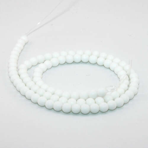 4mm Matte White Onyx Round Beads - 38cm Strand