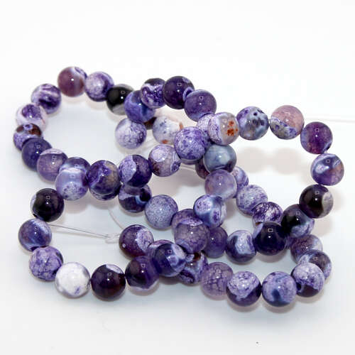 6mm Purple Dyed Dragon's Vein Agate Round Beads - 38cm Strand