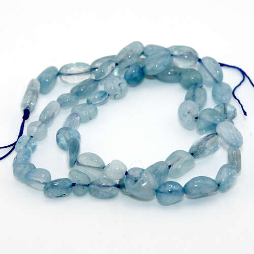 6mm - 8mm Aquamarine Irregular Nugget Beads - 38cm Strand