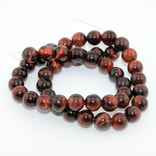 8mm Red Tiger Eye Round Beads - 38cm Strand