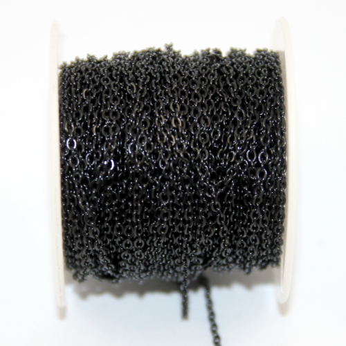 2mm 304 Stainless Steel Cable Chain - Black - sold in 10cm increments