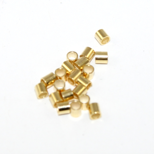 2mm 925 Sterling Silver Crimp Tube - Bag of 20 - Bright Gold Plated