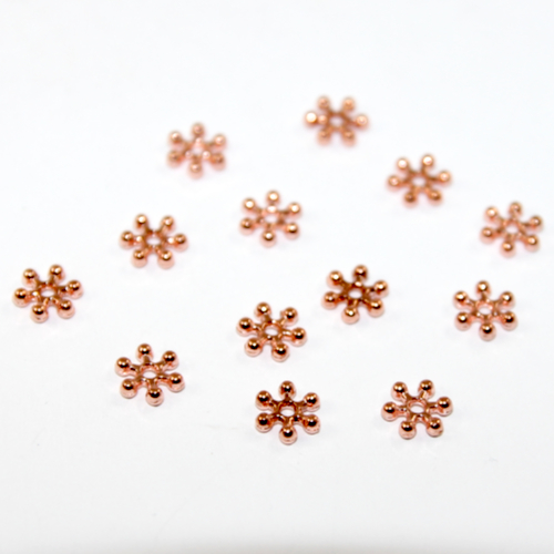 8mm Snowflake Spacer Bead - Rose Gold - 100 Piece Bag