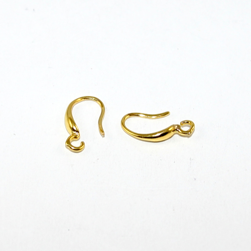 14.5mm x 7mm 925 Sterling Silver Carved Ear Hook with Front Loop - Bright Gold