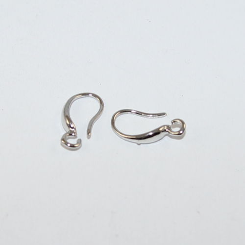 14.5mm x 7mm 925 Sterling Silver Carved Ear Hook with Front Loop - Rhodium