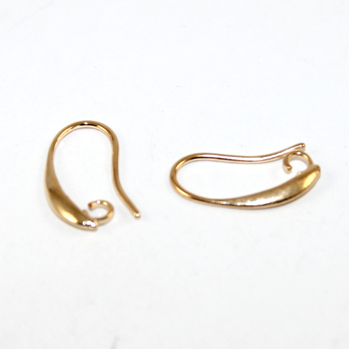 20mm x 10mm 925 Sterling Silver Carved Ear Hook with Hidden Loop - Bright Gold