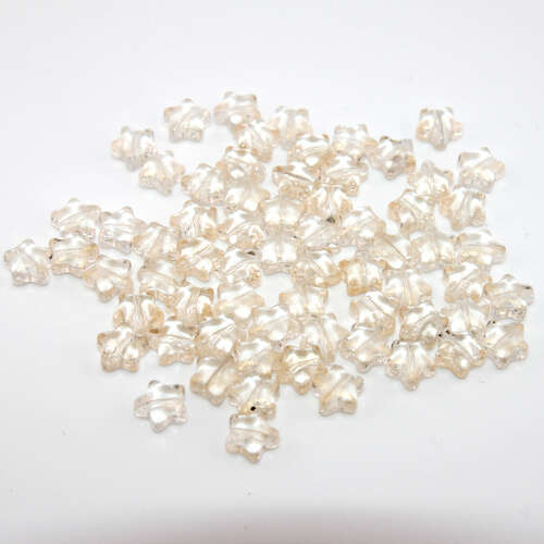 8mm Crystal with Gold Flecks Czech Glass Stars - 20 Pieces