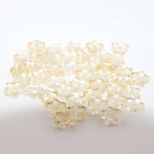 8mm Matte Crystal with Gold Czech Glass Stars - 20 Pieces