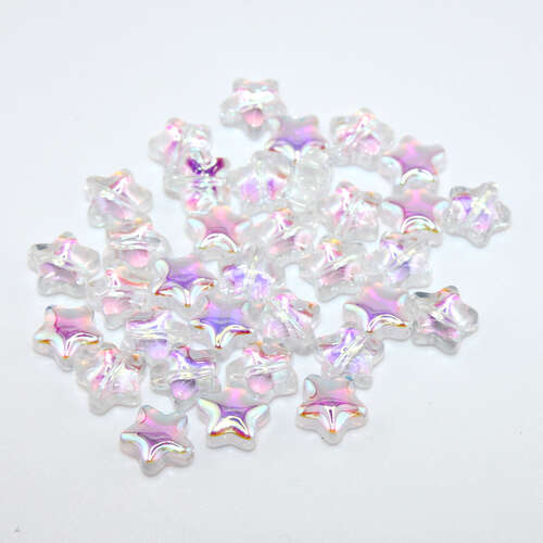 8mm Crystal AB Czech Glass Stars - 20 Pieces