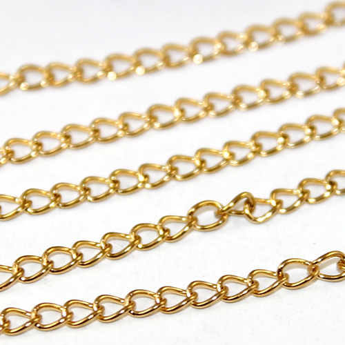 3mm 304 Stainless Steel Curb Chain - Bright Gold - 2m Length