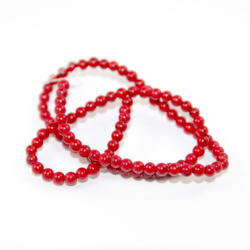 4mm - Turquoise Beads - 36cm Strand - Red