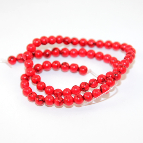 6mm - Turquoise Beads - 36cm Strand - Red