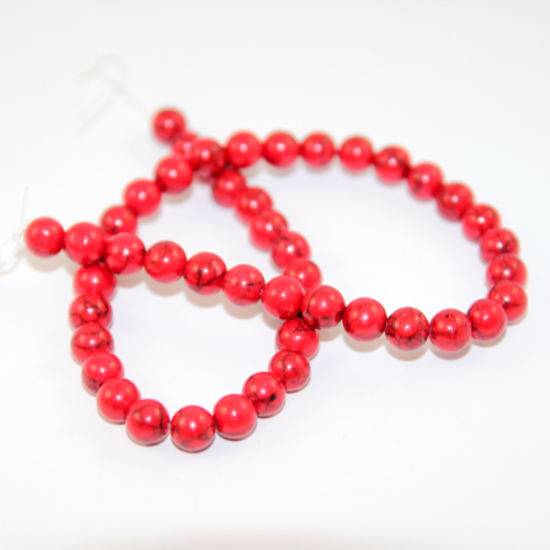 8mm - Turquoise Beads - 36cm Strand - Red