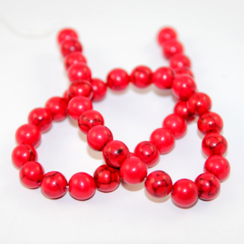 10mm - Turquoise Beads - 36cm Strand - Red
