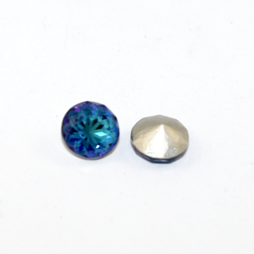 1088 Chaton - Lotus Etch - Pointed Back 8mm - SS39 - Bermuda Blue - 001BL - Pack of 2