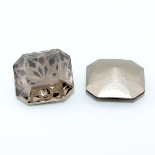 14mm Satin - 4675 Square Octagon - Lotus Etch - Rounded Back - Pack of 2