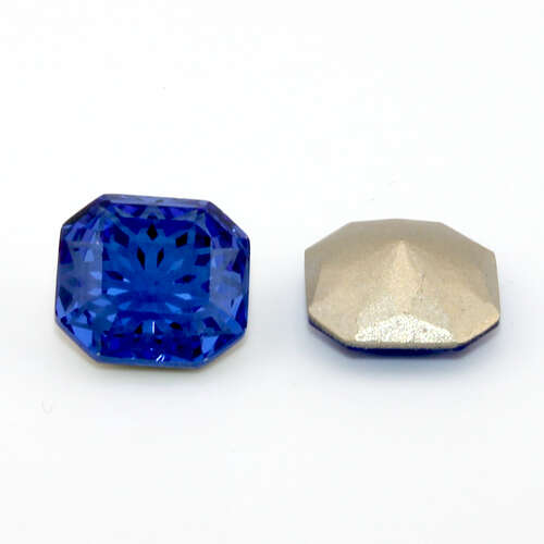 14mm Sapphire - 4675 Square Octagon - Lotus Etch - Rounded Back - Pack of 2