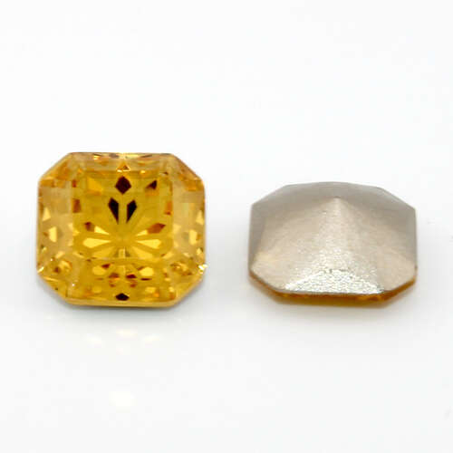14mm Light Topaz - 4675 Square Octagon - Lotus Etch - Rounded Back - Pack of 2