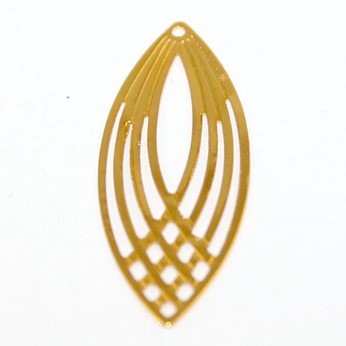 Geometric Teardrop Filigree Pendant - Bright Gold