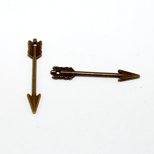30mm Arrow Charm - Antique Bronze - 2 Piece Pack