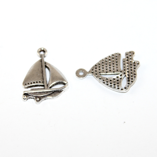 Sailing Boat Charm - Antique Silver - 2 Piece Pack