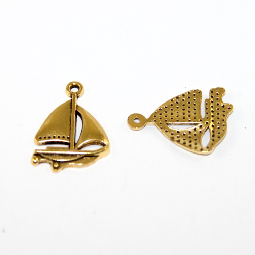 Sailing Boat Charm - Antique Gold - 2 Piece Pack