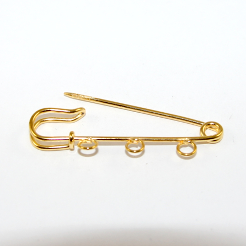 3 Loop 50mm Kilt Pin - Bright Gold
