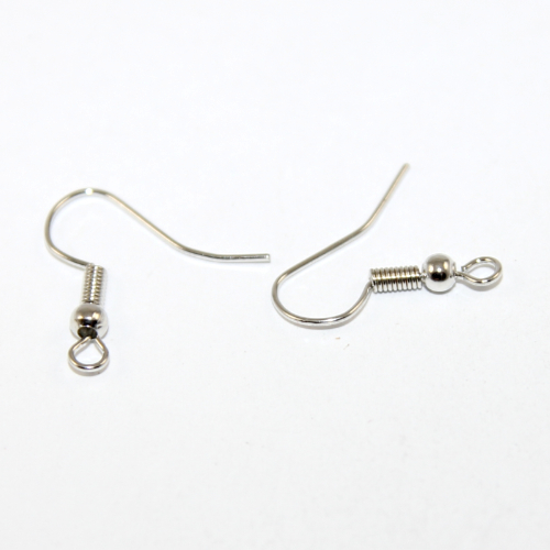 20mm French Hook with Spring & Ball - Pair - Silver