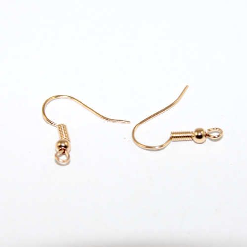 20mm French Hook with Spring & Ball - Pair - Pale Gold