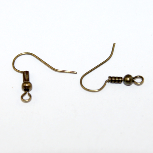 20mm French Hook with Spring & Ball - Pair - Antique Bronze