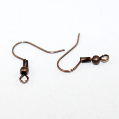 20mm French Hook with Spring & Ball - Pair - Antique Copper