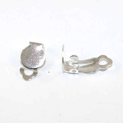 10mm Flat Pad Clip On - Pair - Silver