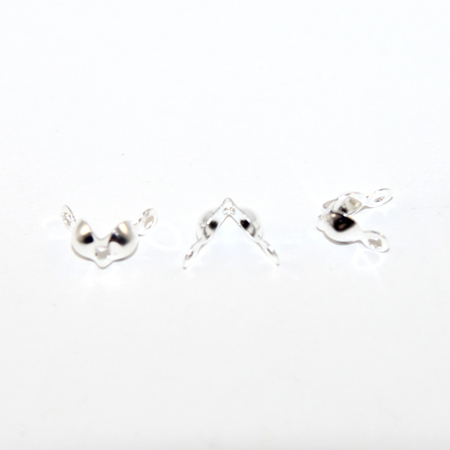 4mm x 7mm Calotte Cover with 2 Closed Loops - Silver - Bag of 20