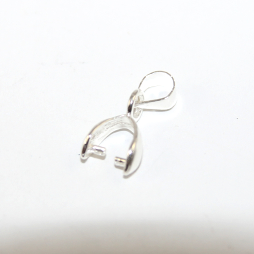 14mm x 5mm Pinch Bail with Hanger - Silver