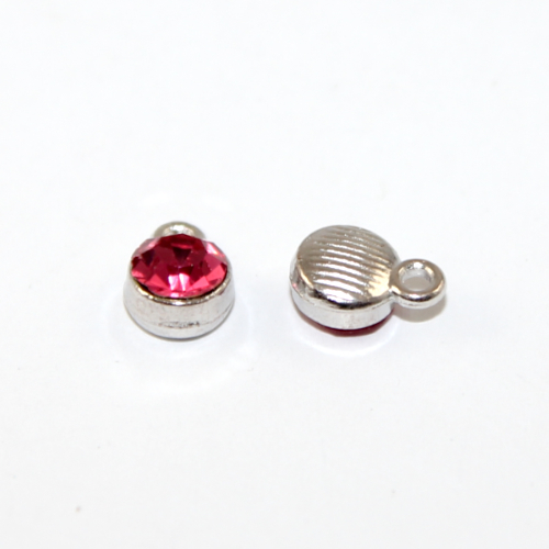 6mm Faceted Glass Birthstone Charm - Rose - October - Platinum - 2 Pieces