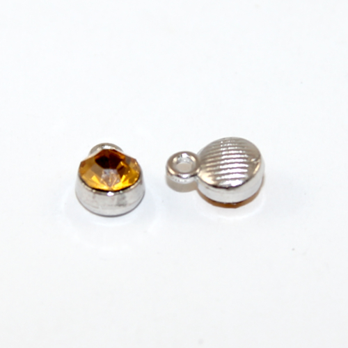 6mm Faceted Glass Birthstone Charm - Topaz - November - Platinum - 2 Pieces